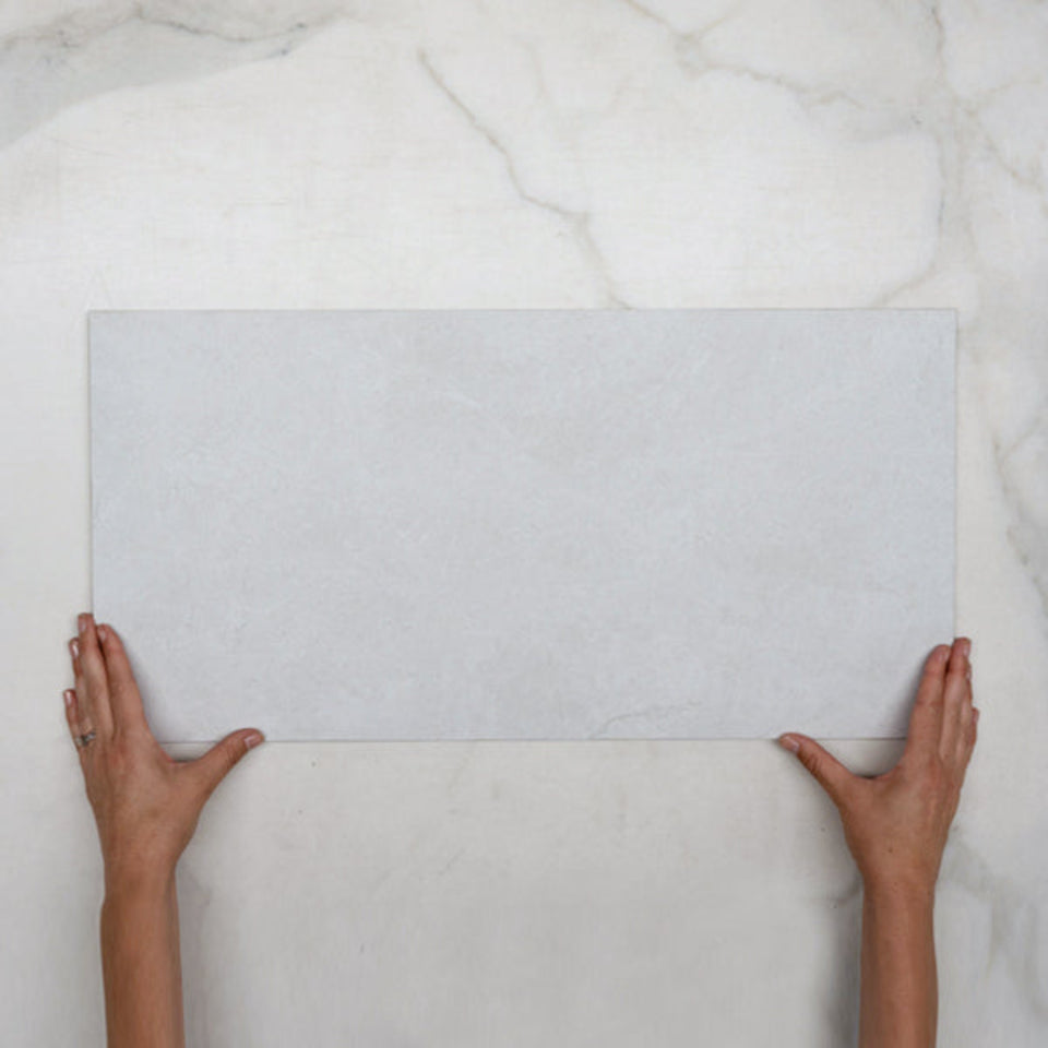 White Tilly Tundra Stone Tile Tech Grip 300 x 600 x 10mm Porcelain