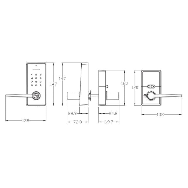 Line Drawing Yale Libi Digital Lever Keyed Matte Black YLBL226NRMBK - The Blue Space