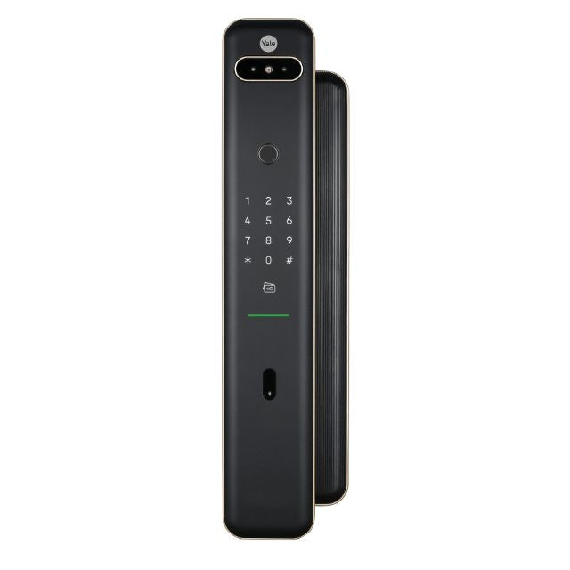 Exterior Yale Luna Pro+ Smart Push/Pull Mortice Lock with Yale Home Module Champagne Gold YLN/60/HK/NG - The Blus Space