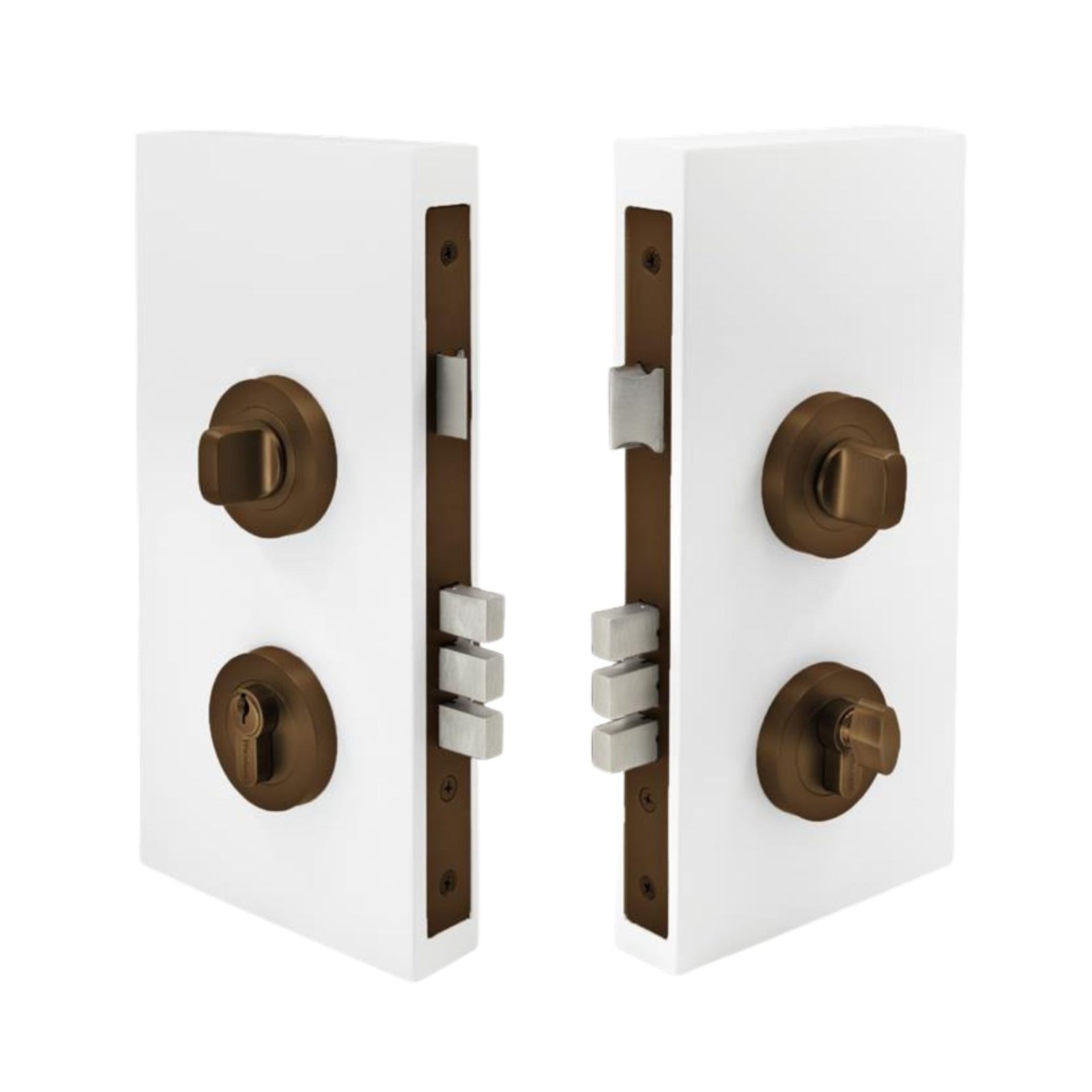 Zanda Double Turn Lock Kits Round Plate Ember bronze 1183.EB - The Blue Space