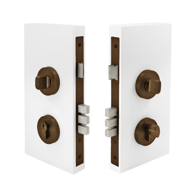 Zanda Double Turn Lock Kits Round Plate Ember bronze 1183.EB - The Blue Space