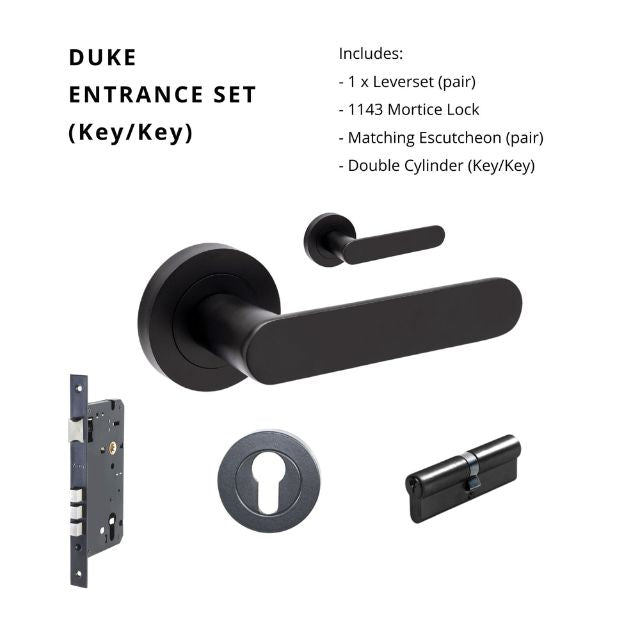 Zanda Duke Entrance Set 70mm Key/Key Matte Black