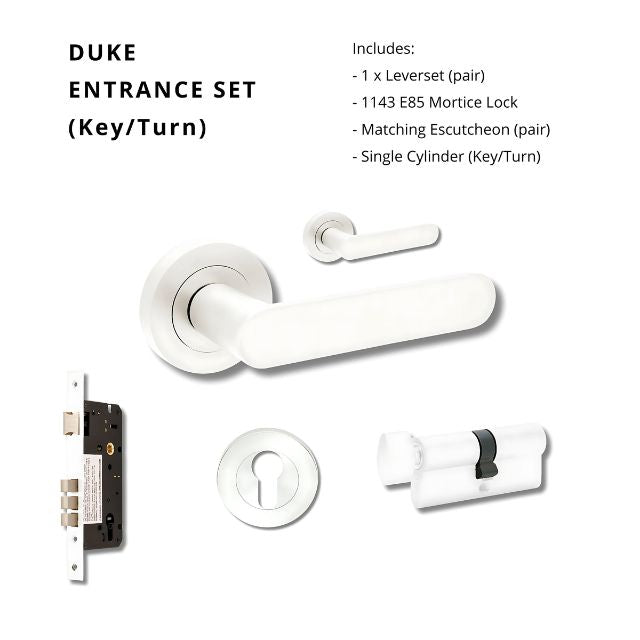 Zanda Duke Entrance Set 70mm Key/Turn White