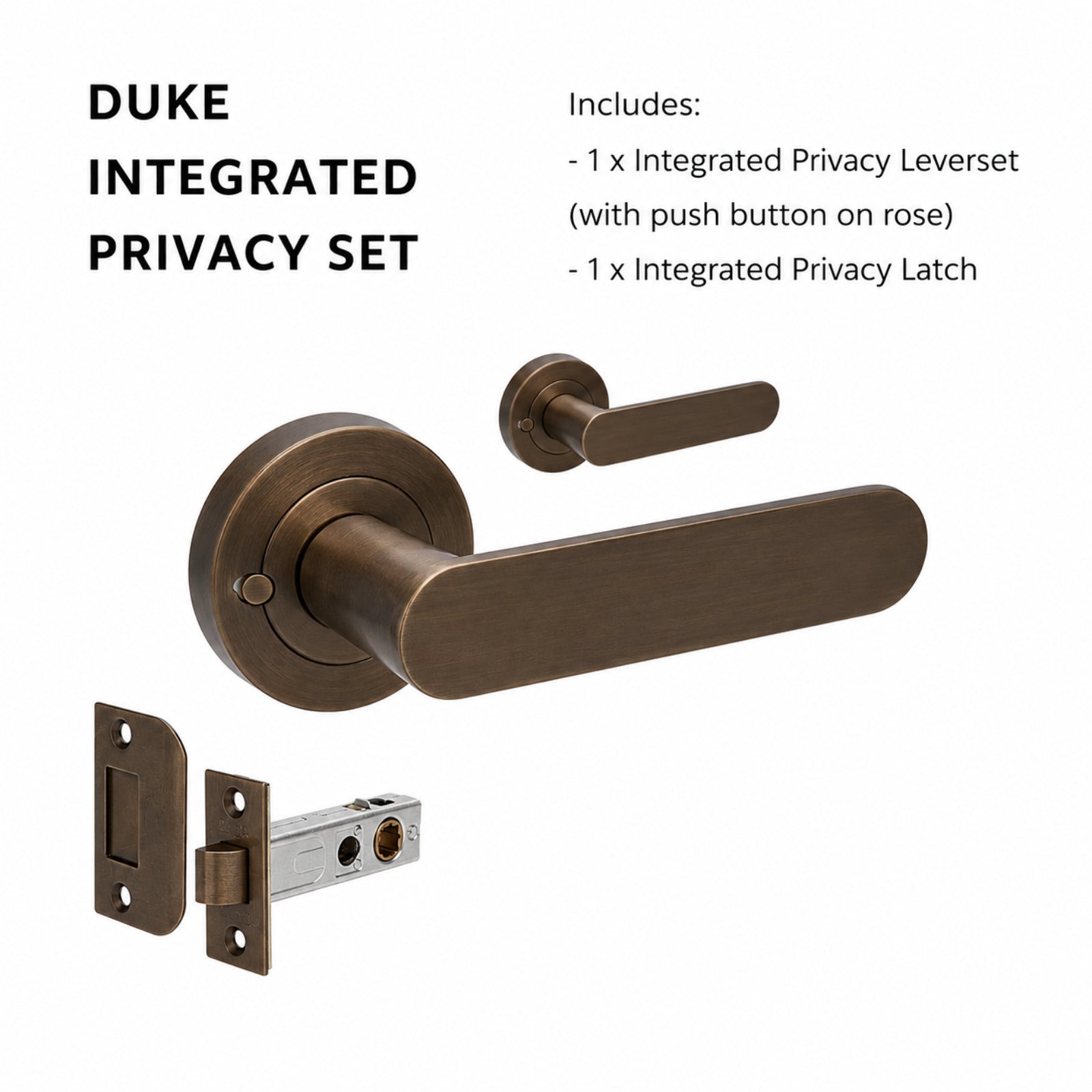 Set Zanda Duke Privacy Door Handle Set Ember Bronze 10092.EB - The Blue Space