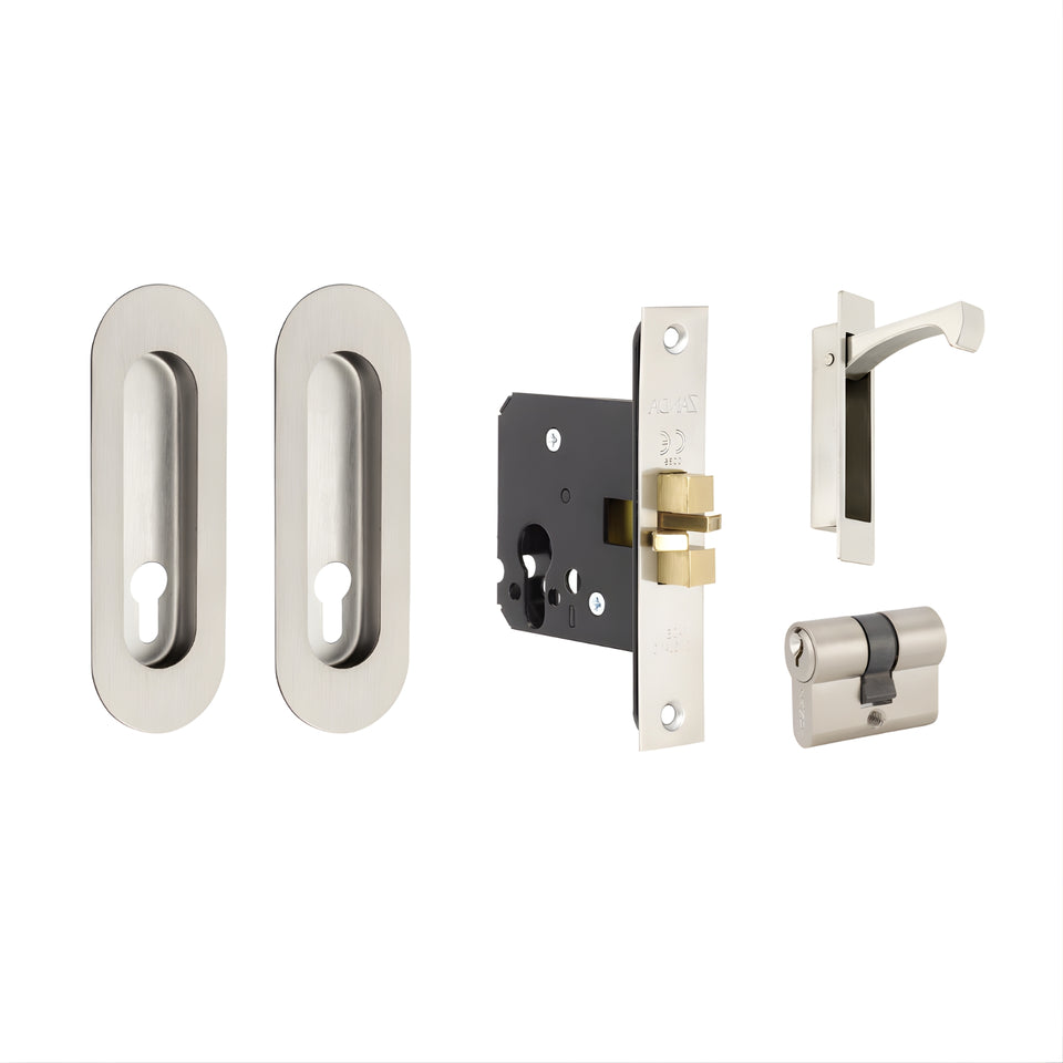Zanda Duke Sliding Door Euro Lock Kit 120 x 40mm Stainless Steel