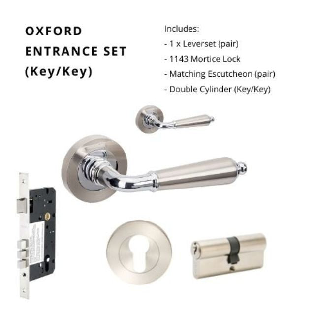 Zanda Oxford Entrance Set 60mm Key/Key Brushed Nickel/Chrome