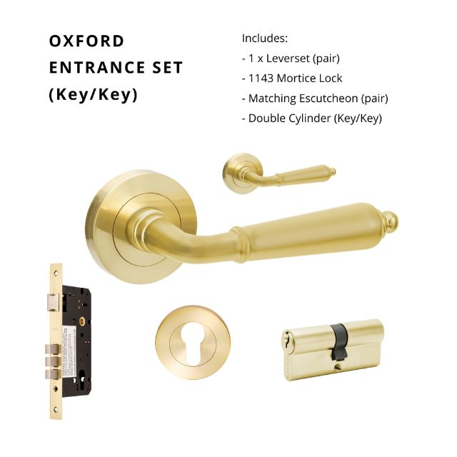 Zanda Oxford Entrance Set 60mm Key/Key Satin Brass