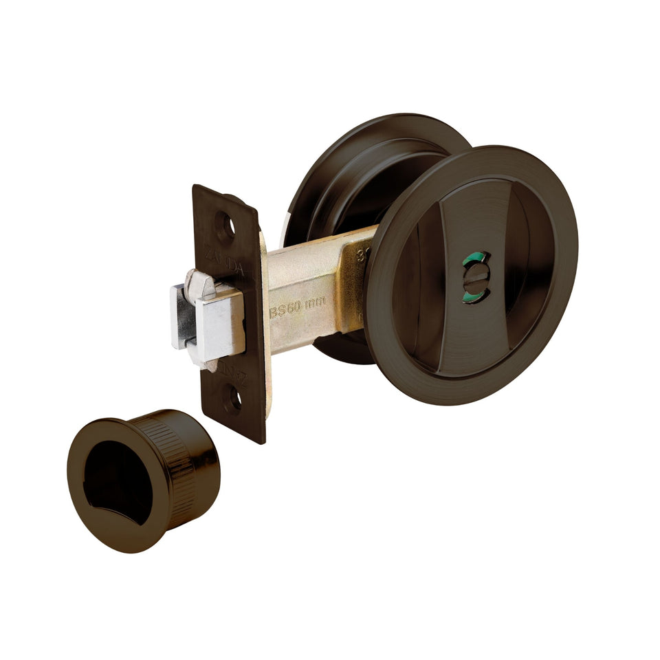 Zanda Round Cavity Sliding Privacy Door Handle Kit Ember Bronze
