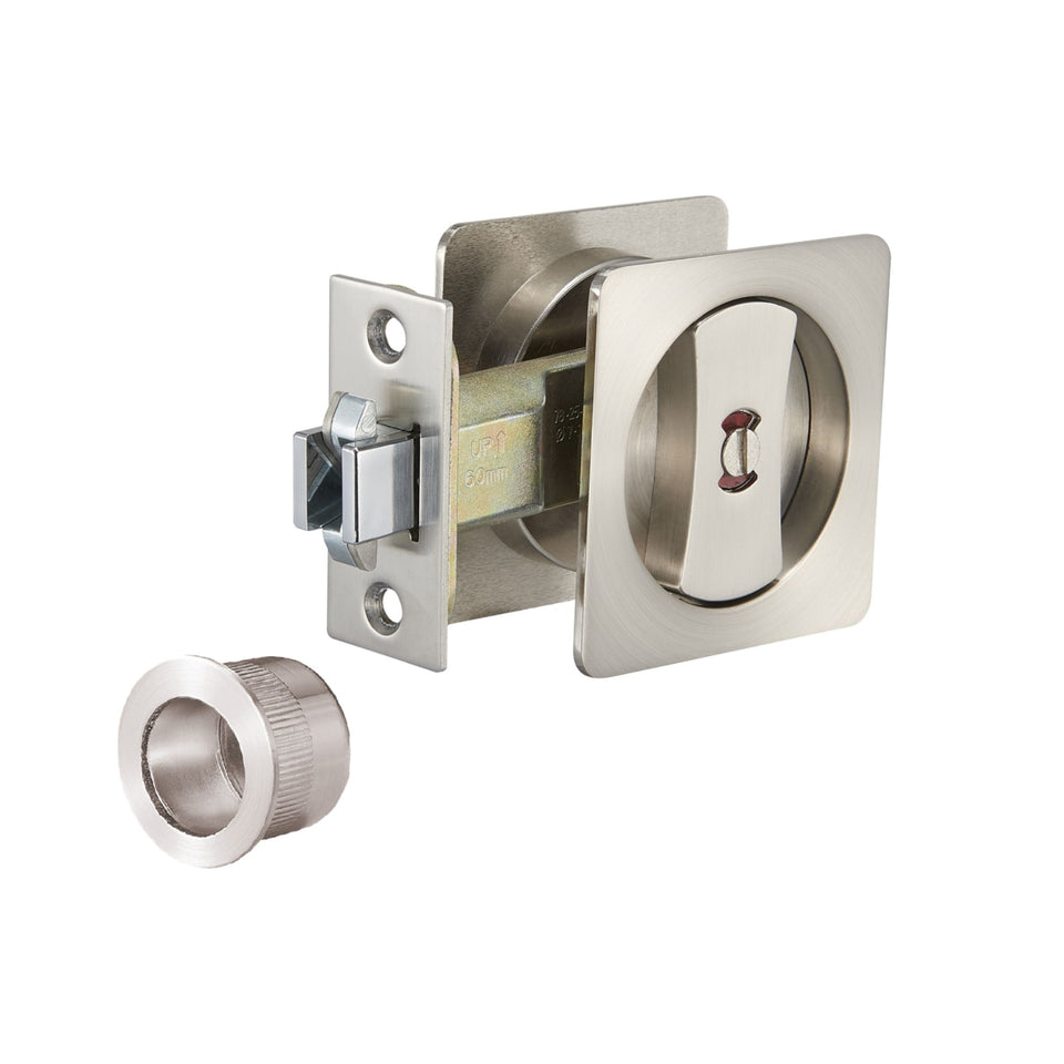 Zanda Square Cavity Sliding Privacy Door Handle Kit Brushed Nickel