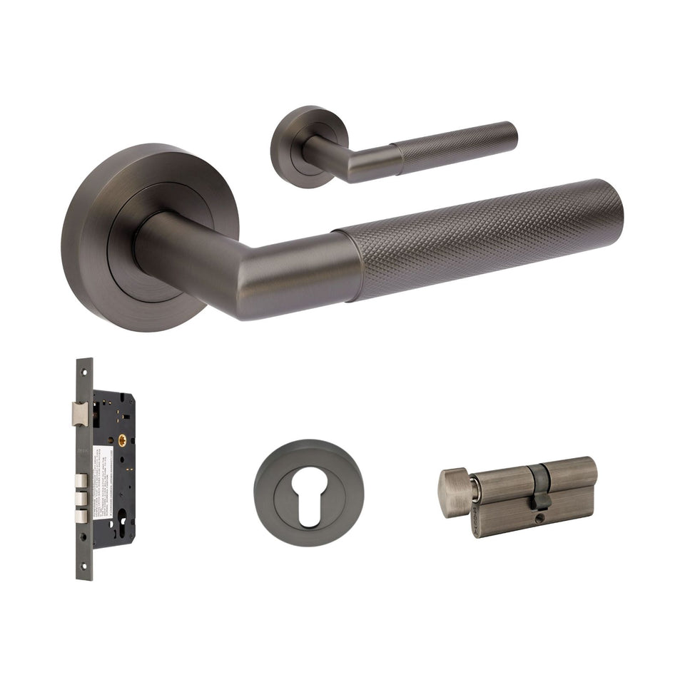 Zanda Vertex 70mm Entrance Single Cylinder Key/Turn Lever Set Graphite Nickel