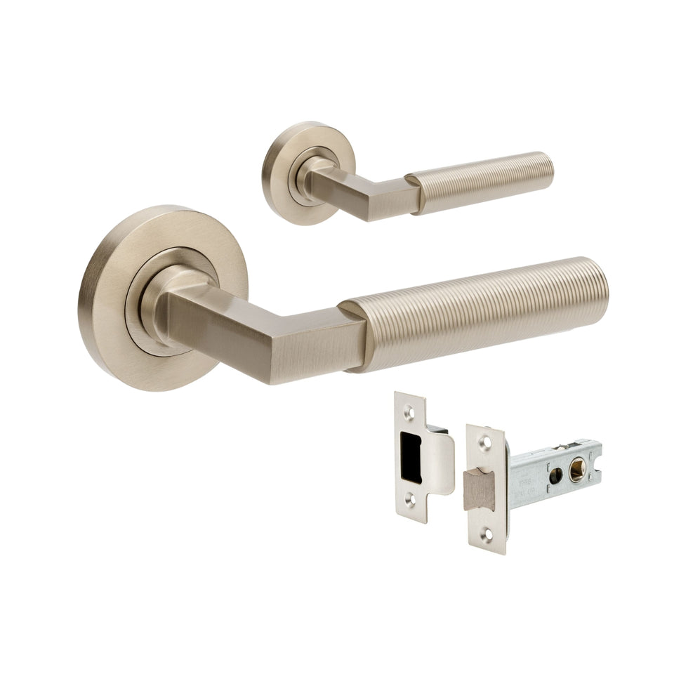 Zanda Zurich Fluted Passage Lever Set Brushed Nickel