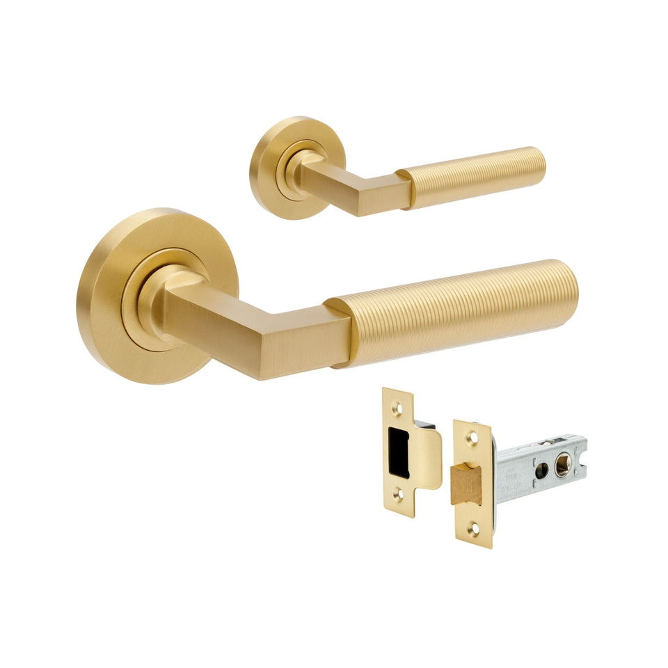 Zanda Zurich Fluted Passage Lever Set Satin Brass
