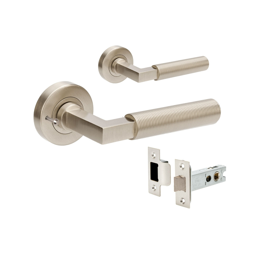 Zanda Zurich Fluted Privacy Lever Set Brushed Nickel