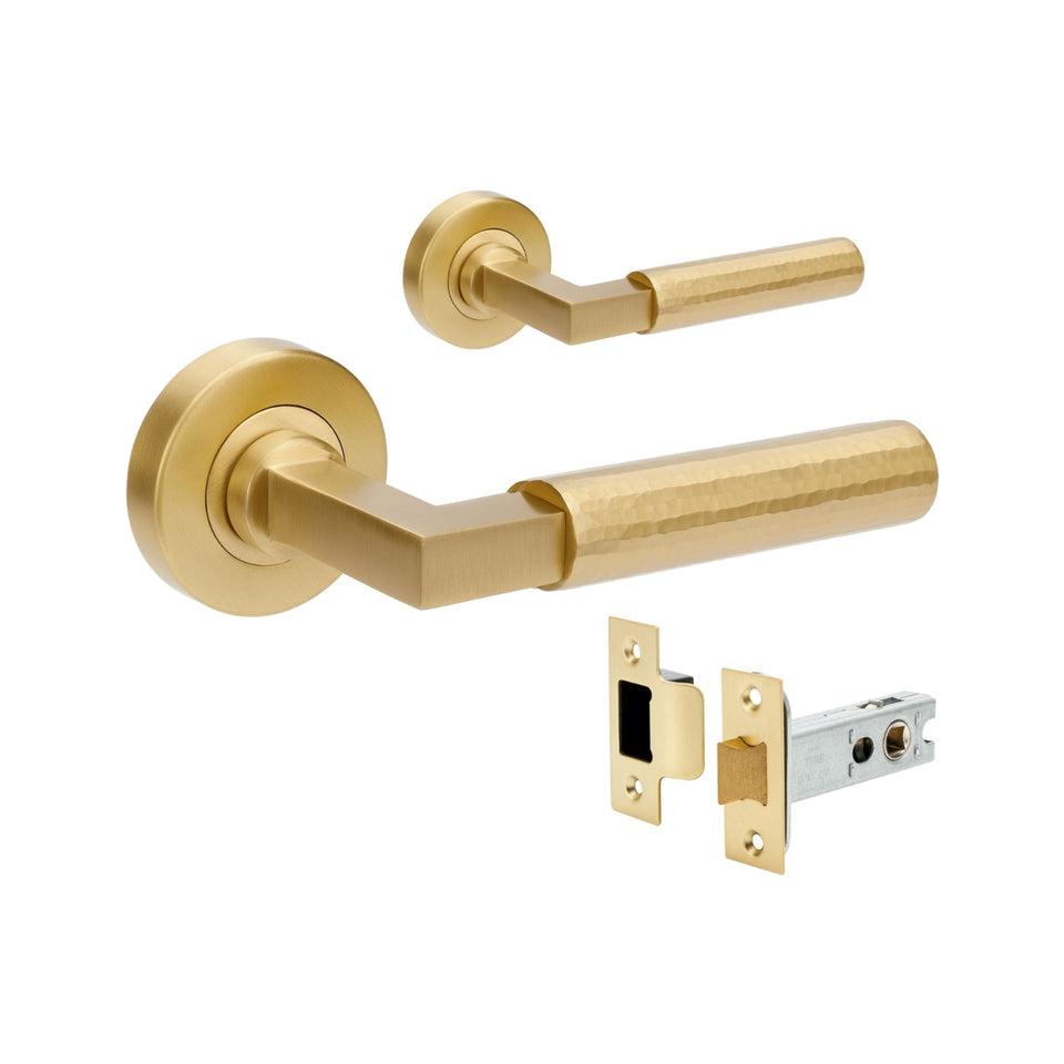 Zanda Zurich Hammered Passage Lever Set Satin Brass
