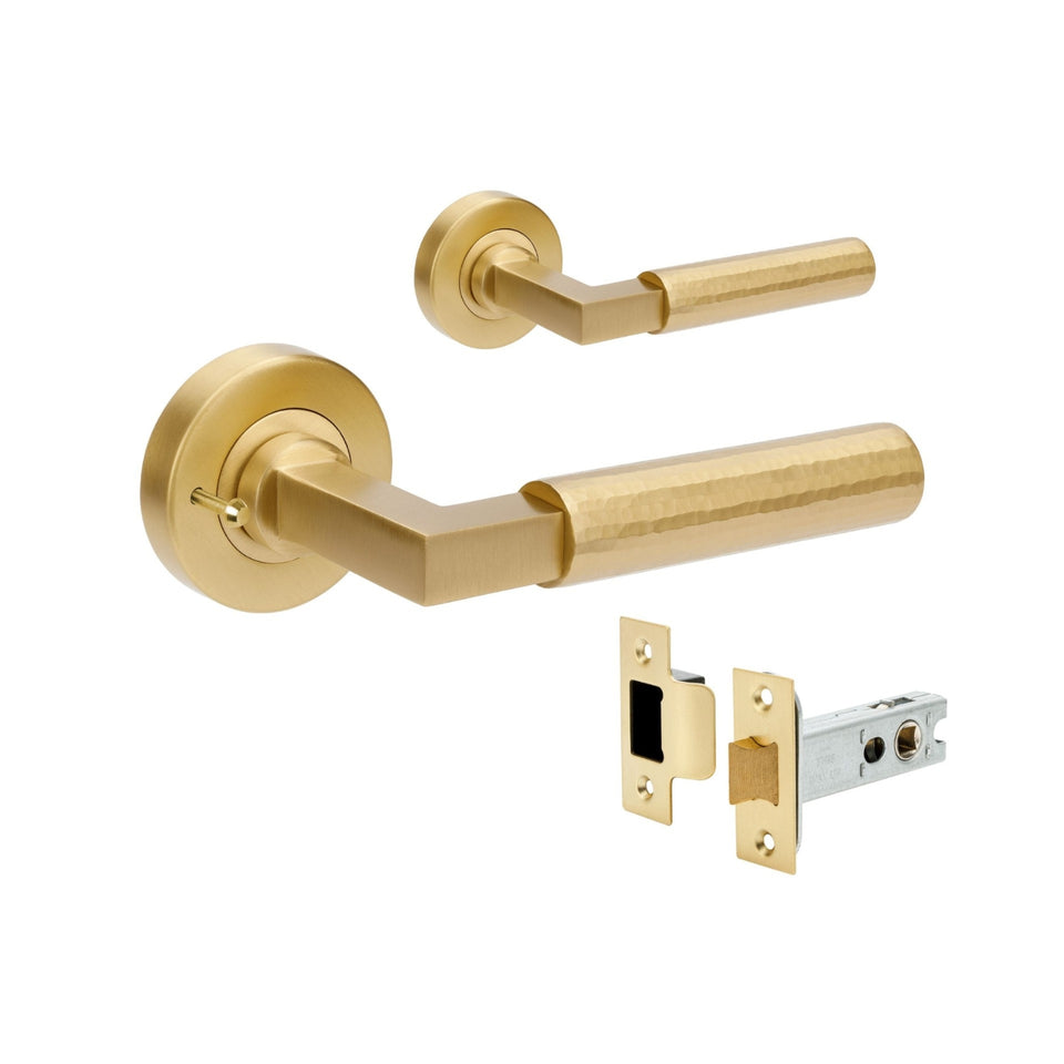 Zanda Zurich Hammered Privacy Lever Set Satin Brass
