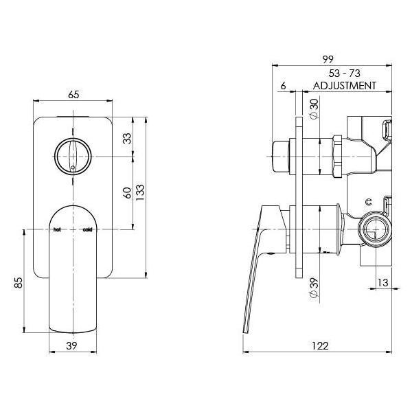 Phoenix Mekko SwitchMix Shower/Bath Diverter Mixer - Chrome