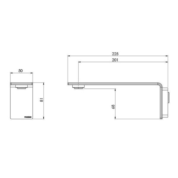 Phoenix Axia Wall Basin/Bath Outlet 200mm - Matte Black