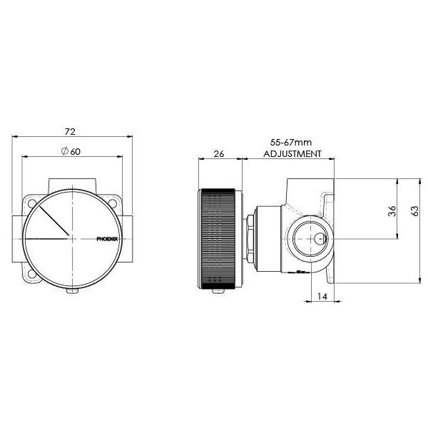 Phoenix Axia Shower/Wall Mixer - Brushed Nickel