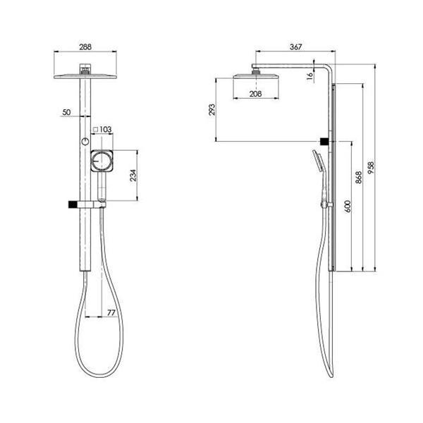 Phoenix NX ORLI with HydroSense Twin Shower - Matte Black