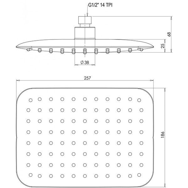 Phoenix Rush Shower Rose 200mm x 250mm