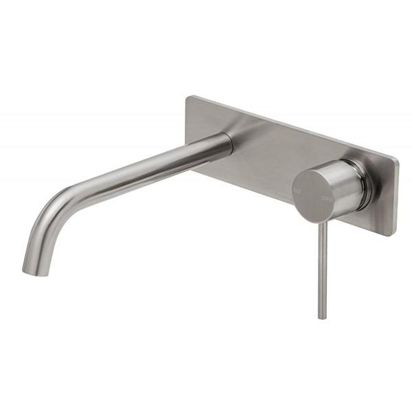 Phoenix Vivid Slimline Wall Basin/Bath Set 230mm Curved Brushed Nickel