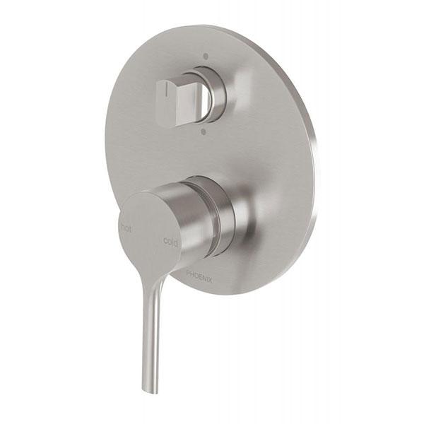 Phoenix Vivid Slimline Oval SwitchMix Shower/Bath Diverter Mixer - Brushed Nickel FULL SET