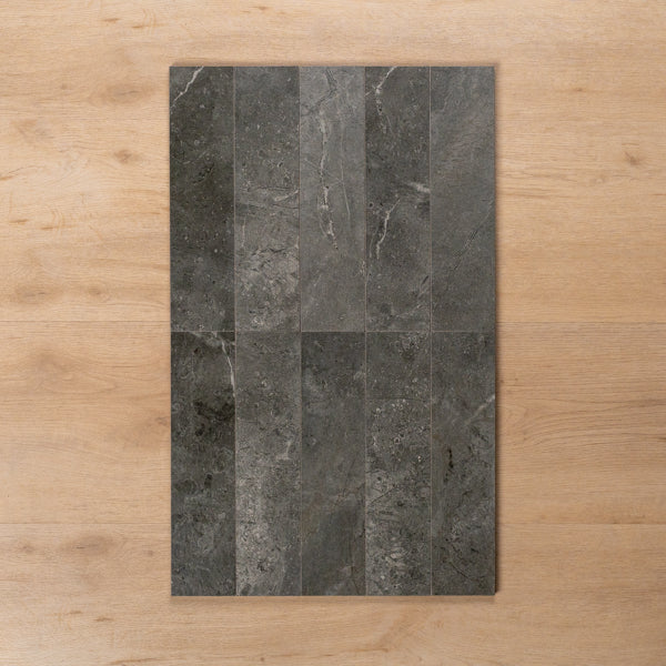 Casuarina Charcoal Honed Porcelain Tile 75x300mm Straight Pattern - The Blue Space