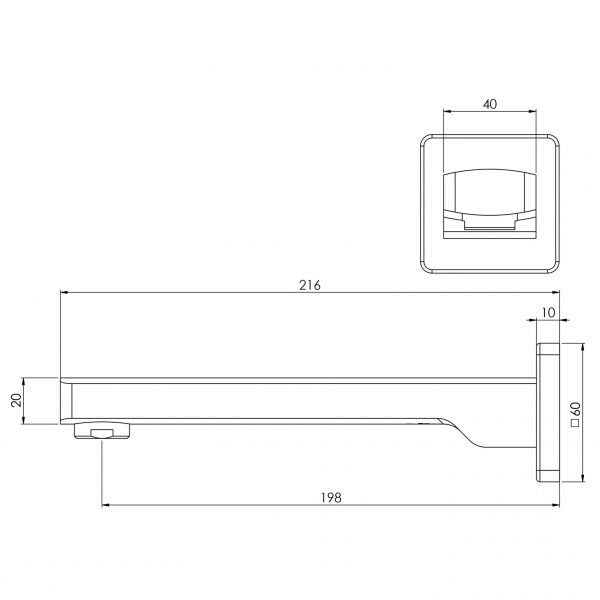 Teva Wall Bath Outlet 200mm Matte Black Phoenix Builders Range
