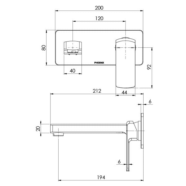 Teva Wall Basin / Bath Mixer Set 200mm Trim Kit Only Chrome Phoenix Builders Range