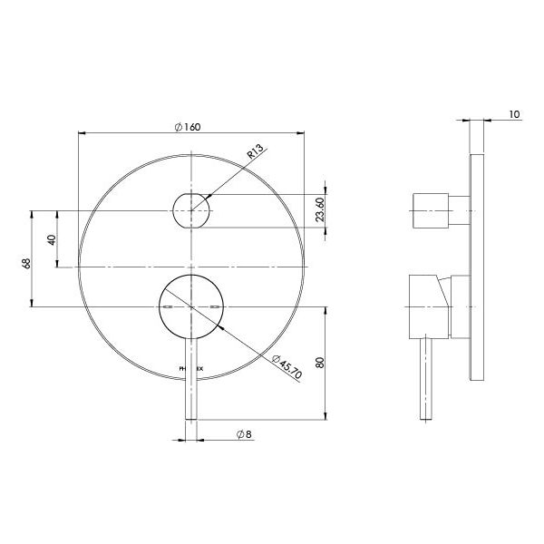 Pina Shower / Bath Diverter Mixer Trim Kit Only Chrome Phoenix Builders Range