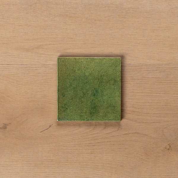 Sicily Giada Green Gloss Zellige Cushioned Edge Porcelain Tile 100x100mm