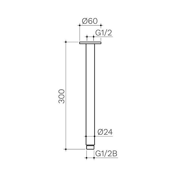 Clark Ceiling Arm 300mm - Chrome