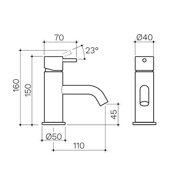 Clark Round Pin Lead Free Basin Mixer - Matte Black