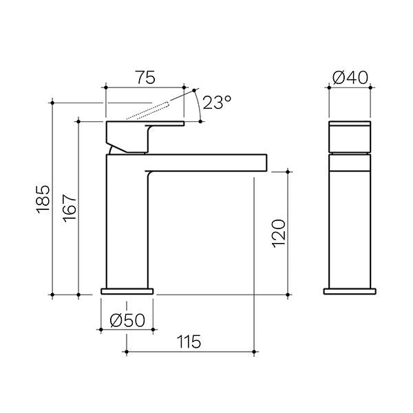 Clark Round Square Lead Free Basin Mixer - Matte Black
