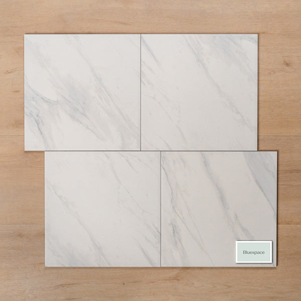 Kings Marble Carrara White Matt Cushioned Edge Ceramic Tile 300x300mm