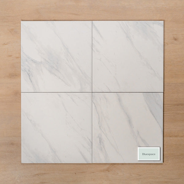 Kings Marble Carrara White Matt Cushioned Edge Ceramic Tile 300x300mm