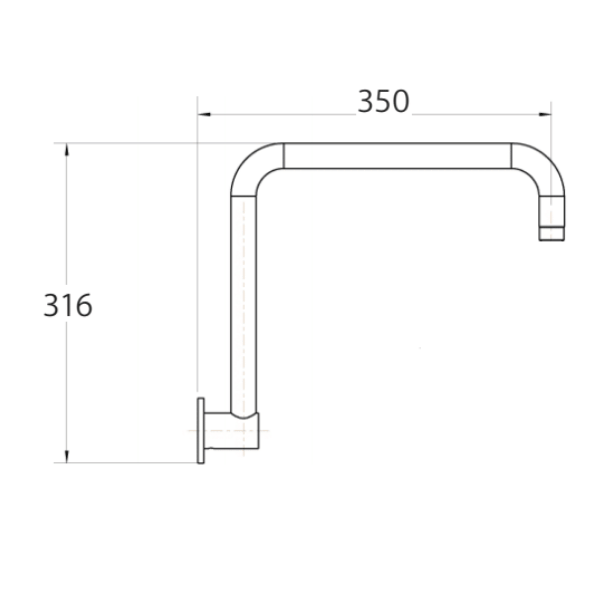 Fienza Round Fixed Gooseneck Shower Arm - Matte Black