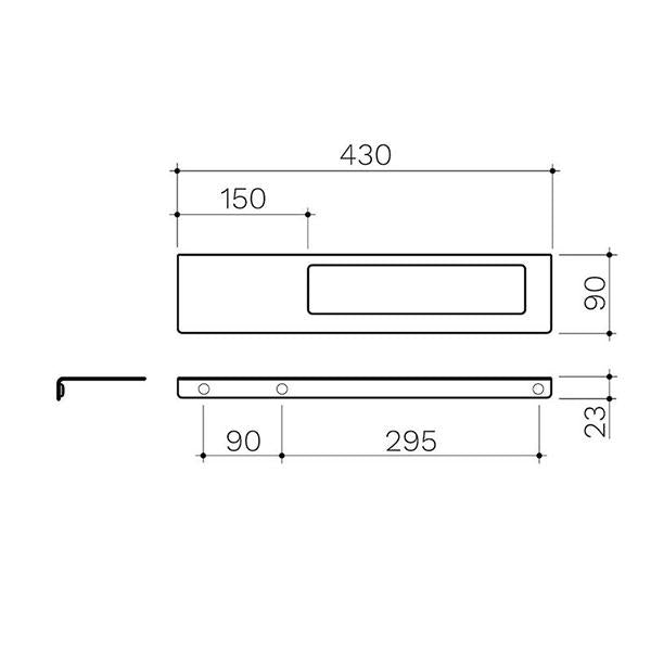Clark Square Hand Towel Rail Matte White Technical Drawing - The Blue Space