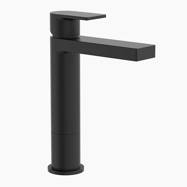 Clark Round Square Tower Bathroom Basin Mixer - Matte Black - The Blue Space