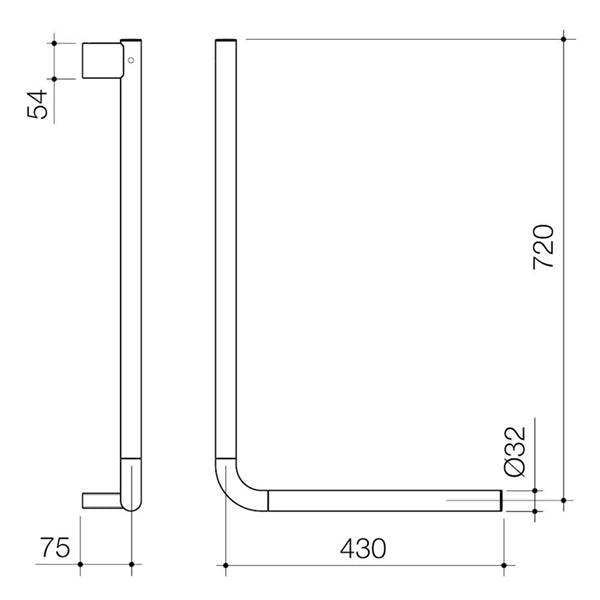 Caroma Opal Support Rail 90 Degree Angled