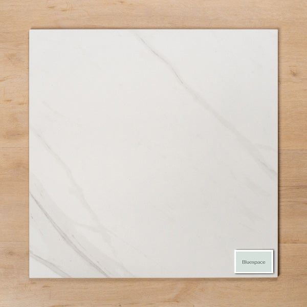 Perisher White Marble Matt Rectified Porcelain Tile 600x600mm