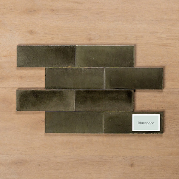 Sicily Grigio Charcoal Gloss Bejmat Cushioned Edge Porcelain Tile 75x200mm