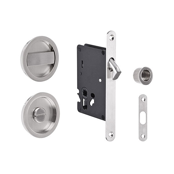 Zanda Visca Cavity Slider Door Handle Privacy Door Handle Set Satin Chrome