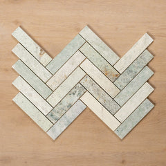 Cottesloe Ming Green Herringbone Honed Marble Mosaic Tile 35x150mm
