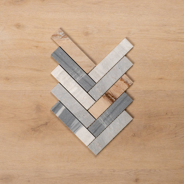 Cottesloe Blue Sandstone Herringbone Honed Marble Mosaic Tile 35x150mm