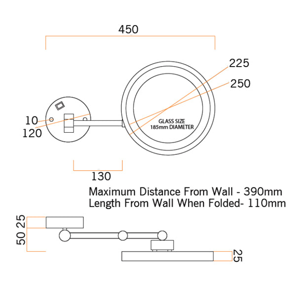 Thermogroup Ablaze 3x Magnification Mirror with Warm Light - 250mm