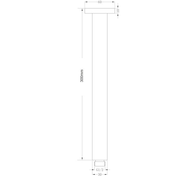 Nero Round Ceiling Arm 300mm Chrome
