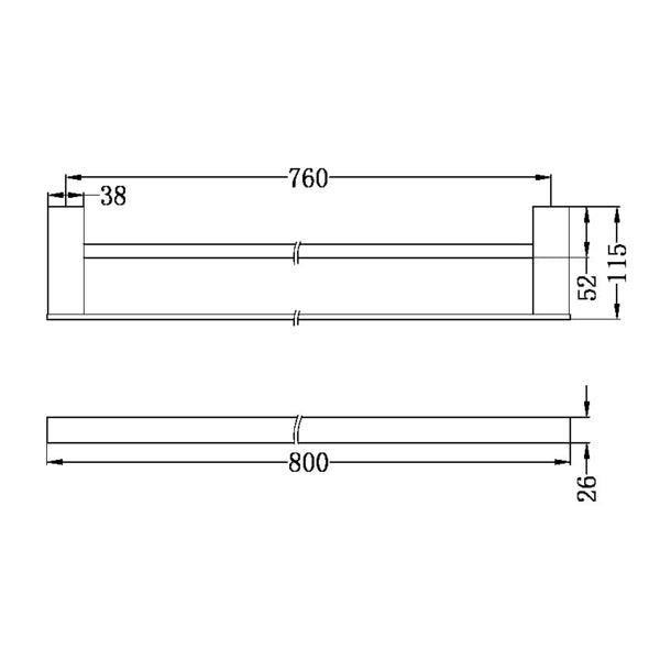 Nero Celia Double Towel Rail 800mm Chrome