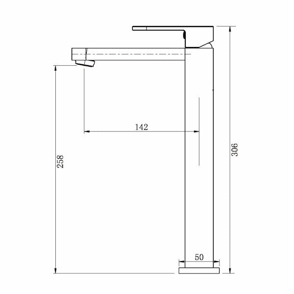 Technical Drawing: Eva Mini Vessel Mixer Chrome