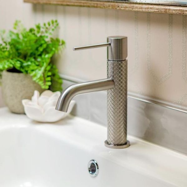 Greens Textura Basin Mixer Brushed Stainless Steel